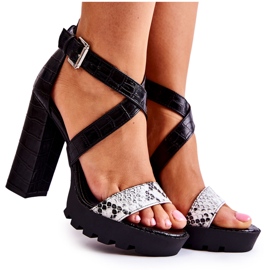 Módní Sandály Na Baru Černý A Bílý Had Rammis