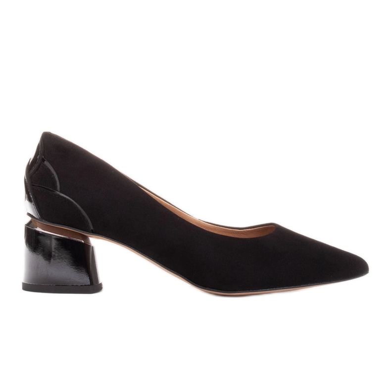 Marco Shoes Černé semišové lodičky s květinovým vzorem černá Marco Shoes Černé semišové lodičky s květinovým vzorem černá