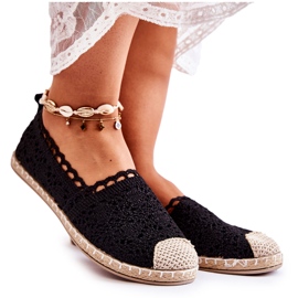 PH1 Dámské černé prolamované espadrilky černá