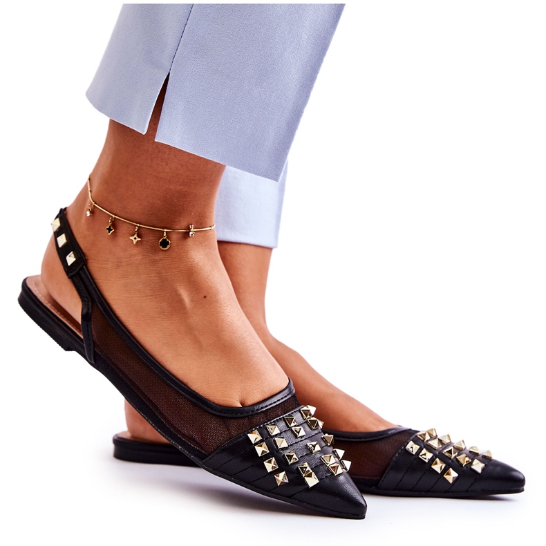 PG1 Dámské baleríny s cvočky Black Kinley černá