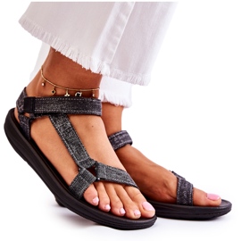 Klasické dámské sandály na suchý zip Black Kalla černý