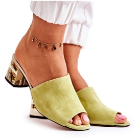 PA2 Dámské semišové pantofle na podpatku zelené perry zelená PA2 Dámské semišové pantofle na podpatku zelené perry zelená