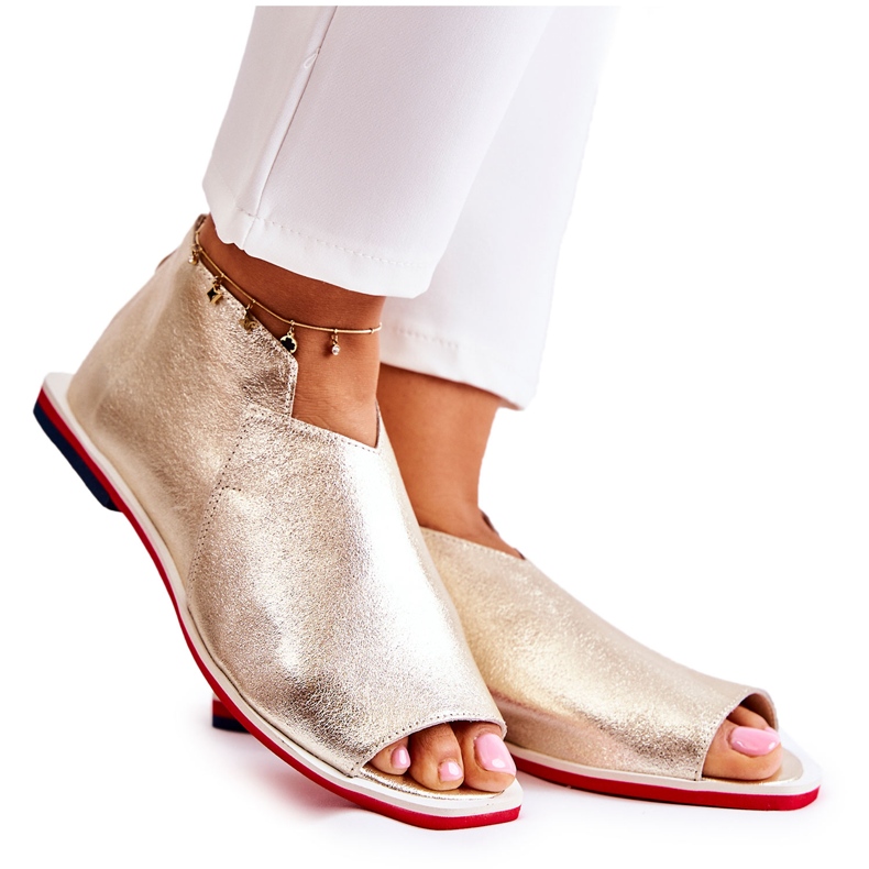 Nicole Kožené Sandály Na Zlatém Clorie Posuvníku zlatý