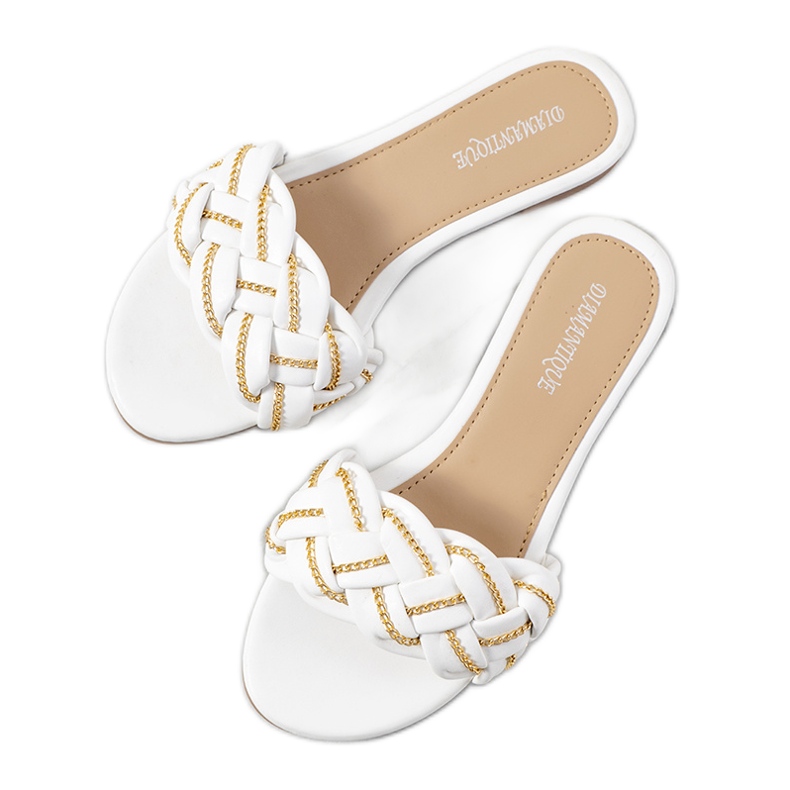 BM Bílé elegantní pantofle Correra bílý