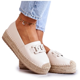FB2 Klasické espadrilky na béžové platformě Julianne béžový