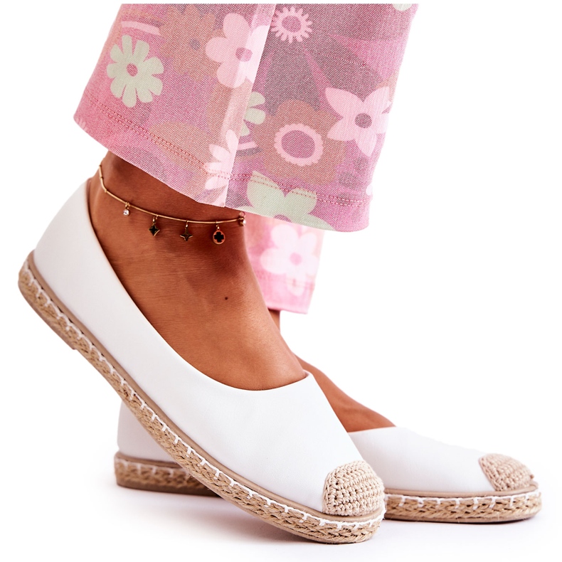 Klasické dámské bílé kožené espadrilky Calabria béžový bílý