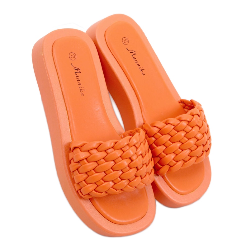 BM Pantofle s vysokou podrážkou se zapletenými pruhy Elida Orange oranžový