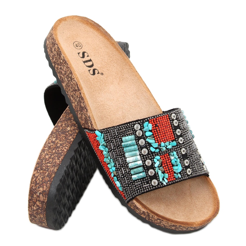 Korkové pantofle Taida Black černá