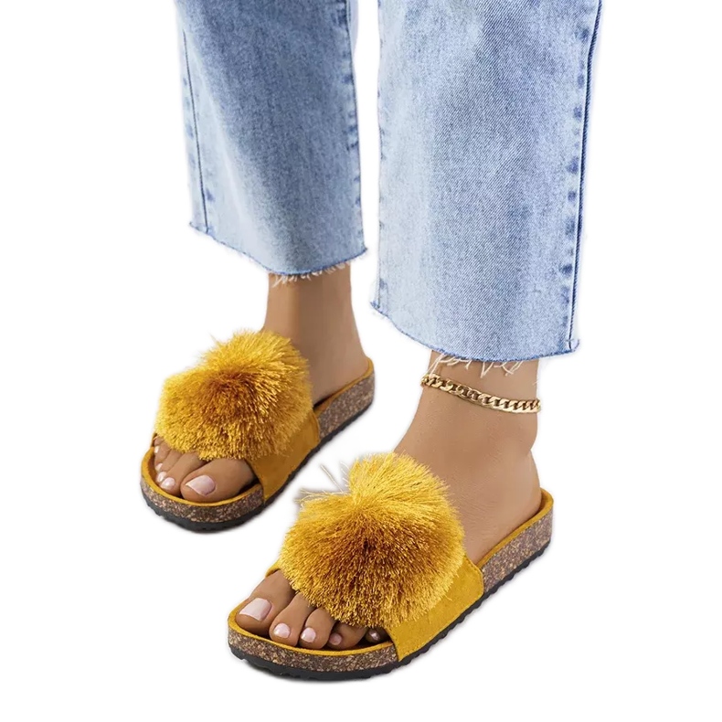 Žluté žabky na korkové podrážce Rett žlutá