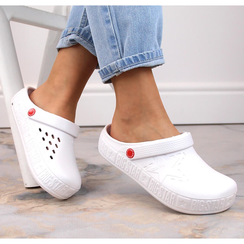 Big Star II275003 bílé kroks bílé pěnové pantofle bílý