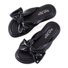 Černé pantofle s mašlí Roio černý