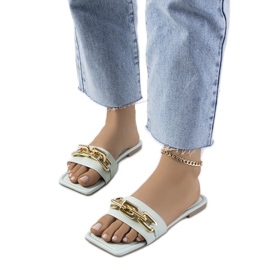 Zelené elegantní pantofle s řetízkem Cherell zelený