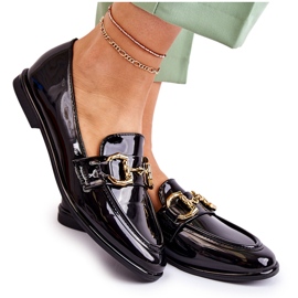 WS1 Dámské lakované černé mokasíny Coriso černý