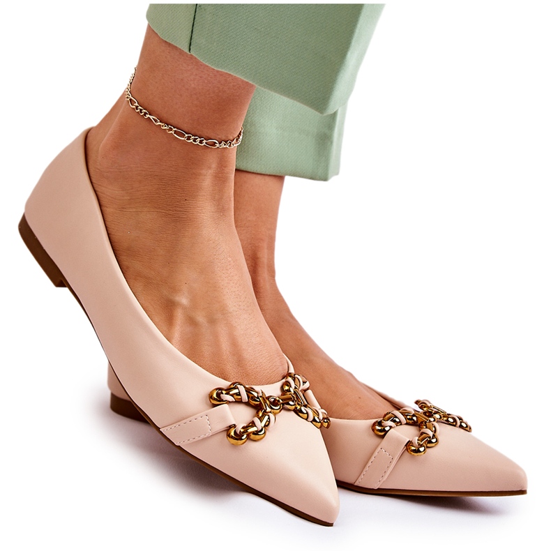 WS1 Dámské Baleríny V Spitz S Béžovým Ornamentem Carlos