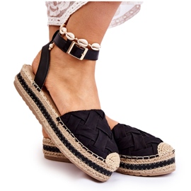 WS1 Dámské sandály Espadrilky na platformě Black Susane černý