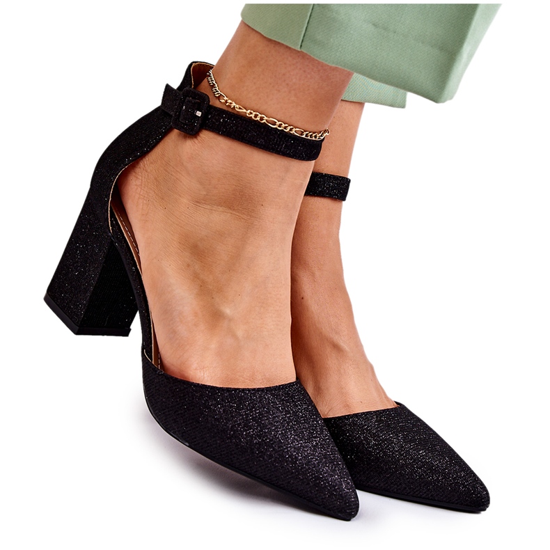 WS1 Lesklé černé lodičky Amira Na Baru černá