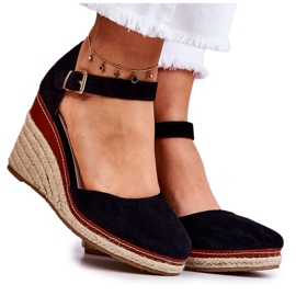 PS1 Dámské černé espadrilky na klínech Tamarill černý