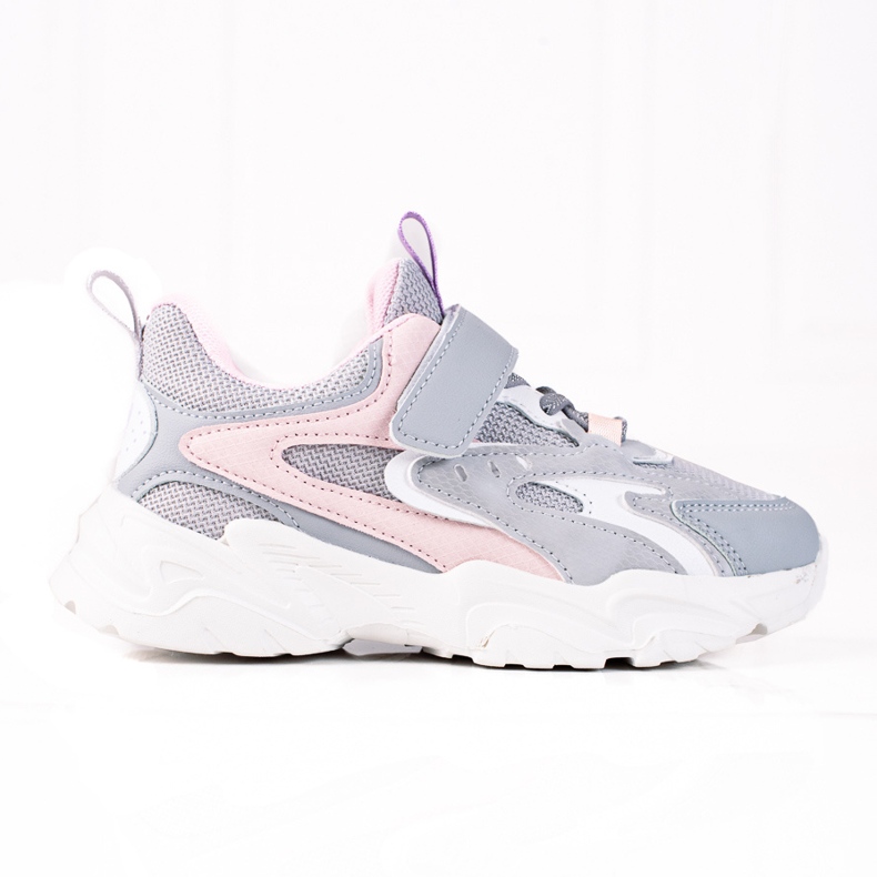 Dětské tenisky Shelovet na silné podrážce, světle šedé růžový šedá