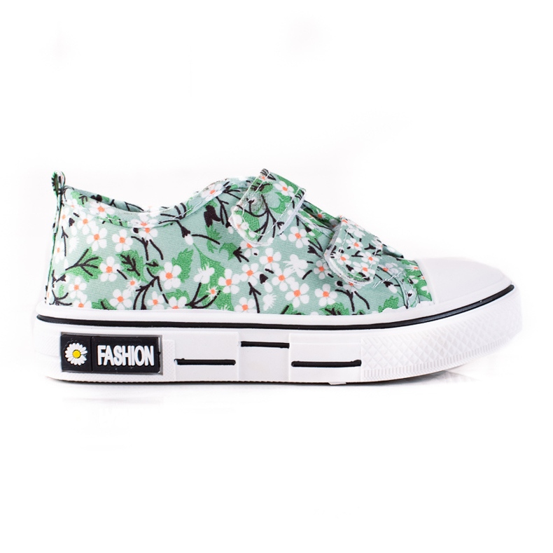 Dětské tenisky Shelovet se zelenými květy ['bílá', 'zelená', 'žlutá'] zelená