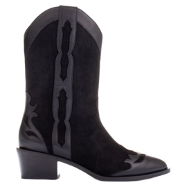 Marco Shoes Černé kozačky z přírodního semiše černý
