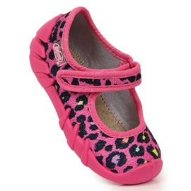 Befado Jr BEF1G pantofle na suchý zip růžové leopardí růžový Befado Jr BEF1G pantofle na suchý zip růžové leopardí růžový