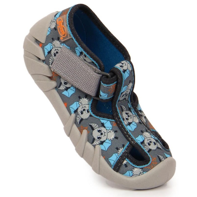 Pantofle na suchý zip s pálkou Befado Jr BEF6A šedé