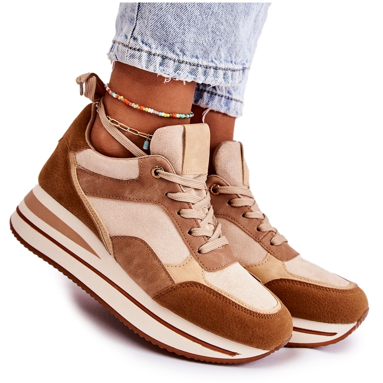 PS1 Dámské semišové sportovní boty hnědo-béžová Elisse béžový hnědý