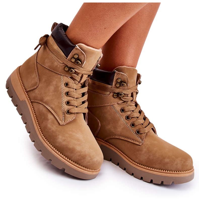 Kožené Botičky Na Platformě Hnědé Ressa hnědý