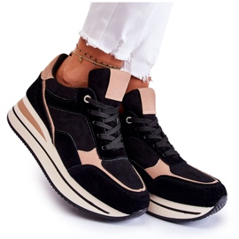 PS1 Dámské semišové sportovní boty černá a béžová Elisse béžový