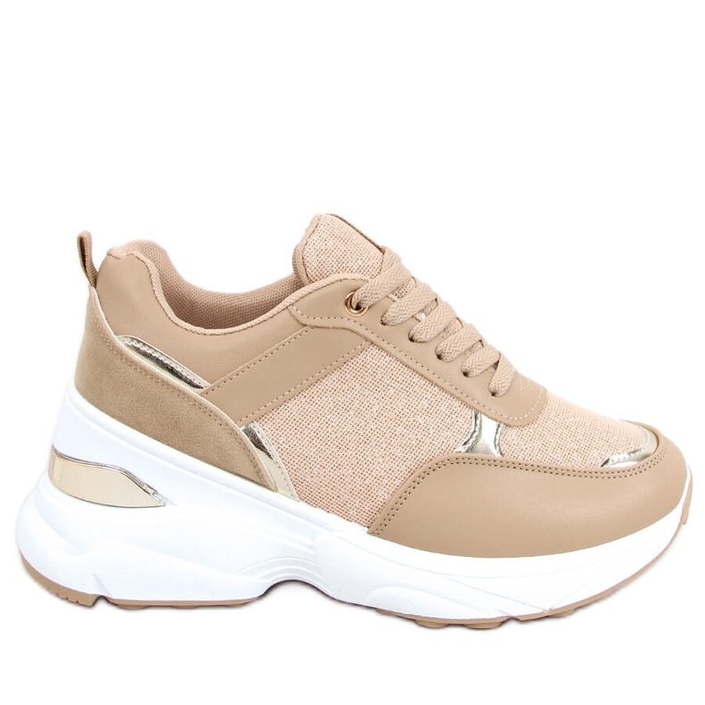 Sportovní boty na skrytém klínovém podpatku Dafne Khaki béžový Sportovní boty na skrytém klínovém podpatku Dafne Khaki béžový