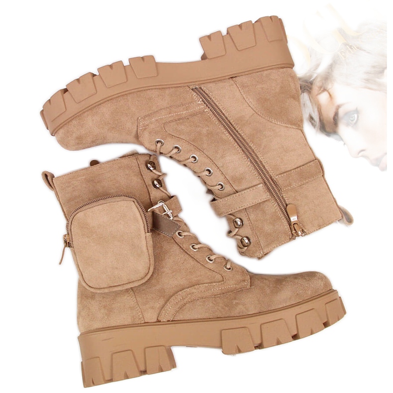 Dámské kozačky na platformě s kapsou, béžová Vinceza béžový