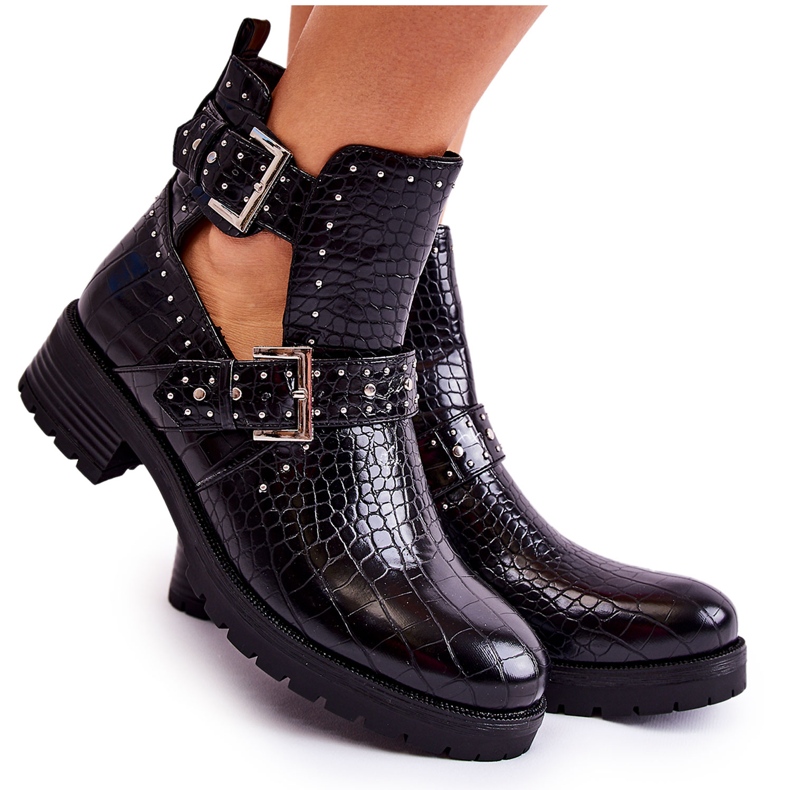 PG1 Dámské kotníkové boty s výřezy Černá Santhana