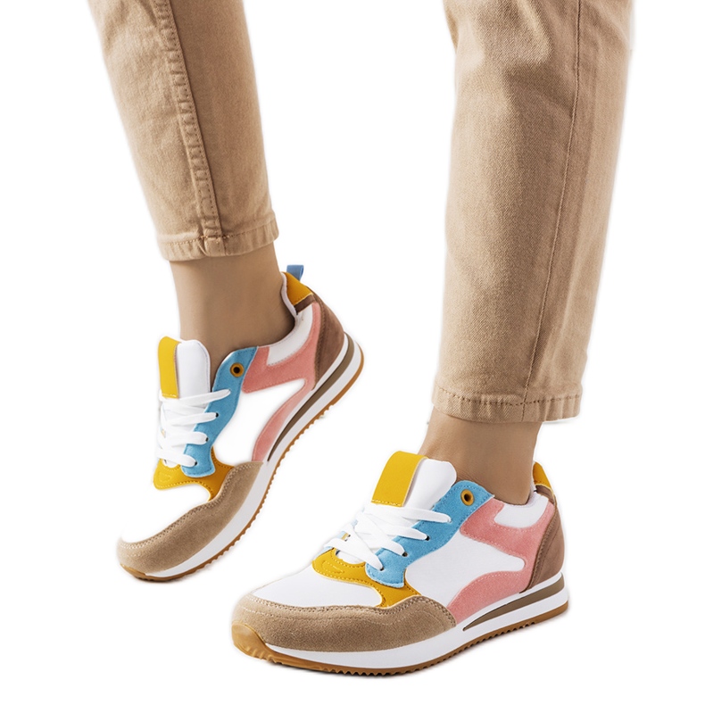 Dámské bílé a hnědé tenisky Kindler bílý hnědý růžový