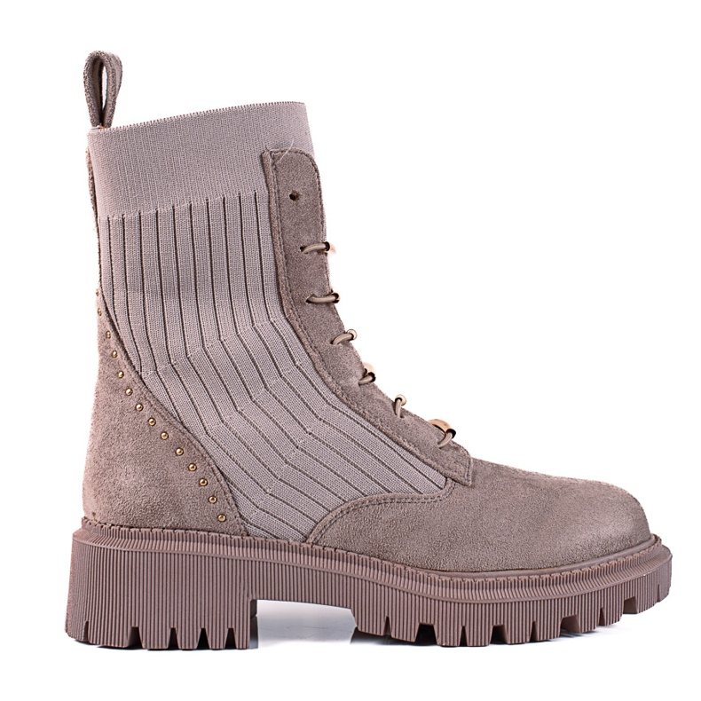 SHELOVET Hnědé semišové dělníky s uzly béžový hnědý