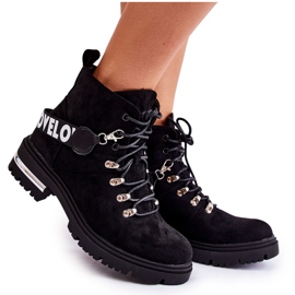 PS1 Semišové Teplé Boty S Páskem Black Aurelio černý