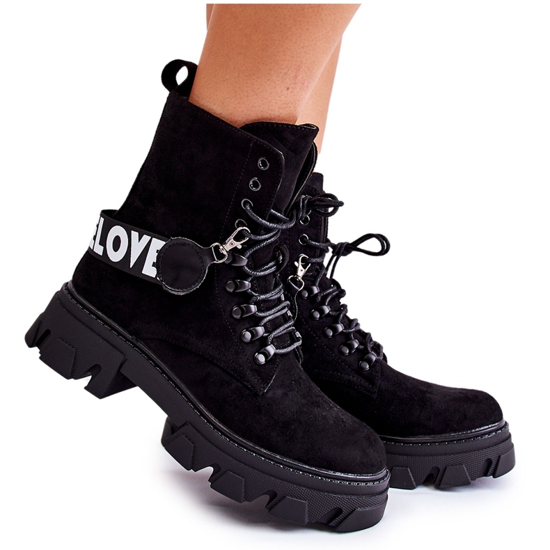 Semišové Vysoké Boty S Black Danity Oteplením černá Semišové Vysoké Boty S Black Danity Oteplením černá