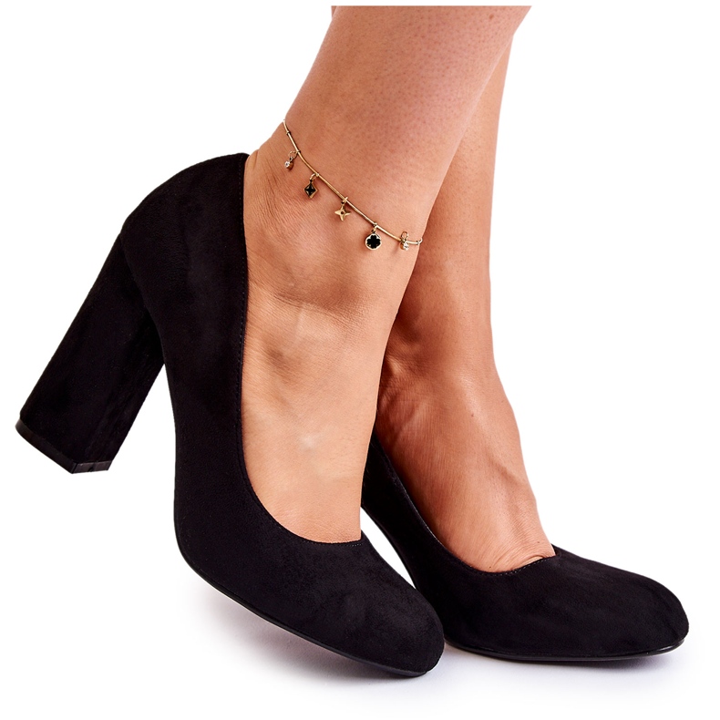 WT1 Klasické semišové lodičky na podpatku černé reiser černá