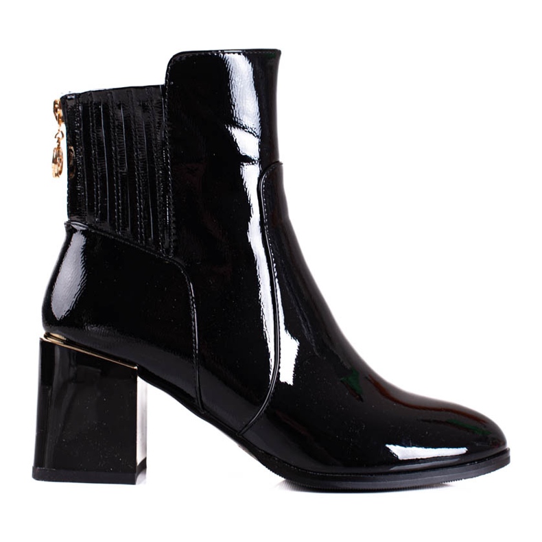 Černé dámské kozačky Shelovet z lakované eko kůže černá