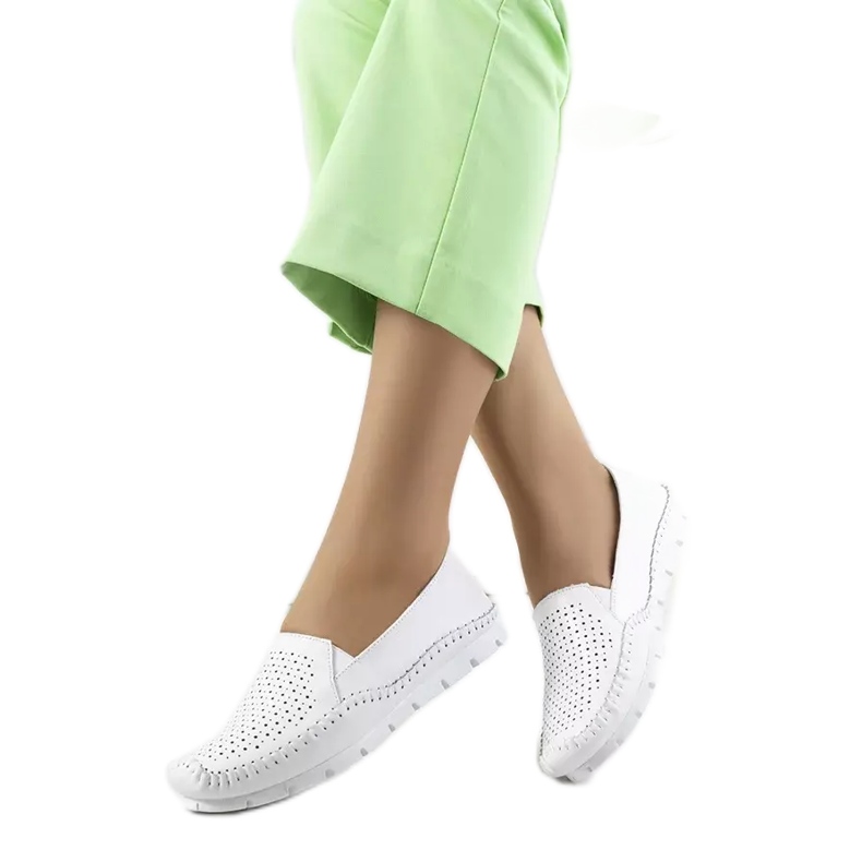 Bílé kožené mokasíny Juiz bílý