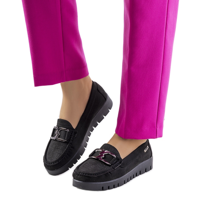 Černé mokasíny na platformě Campini černá