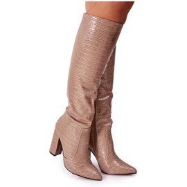 Módní tmavě béžové stálé boty na baru béžový Módní tmavě béžové stálé boty na baru béžový