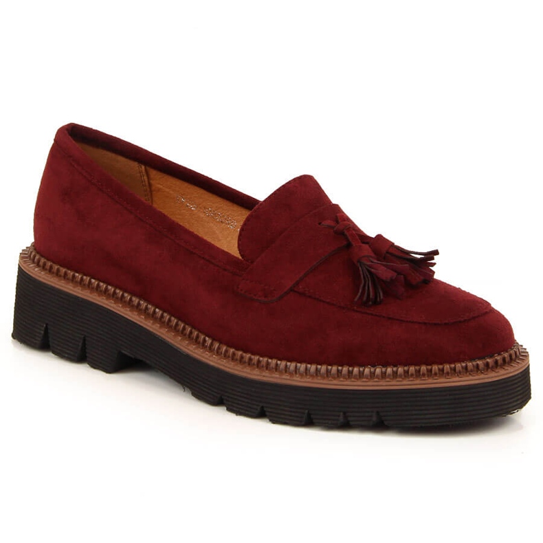 Dámské semišové mokasíny s vínovými třásněmi Vinceza červené Dámské semišové mokasíny s vínovými třásněmi Vinceza červené