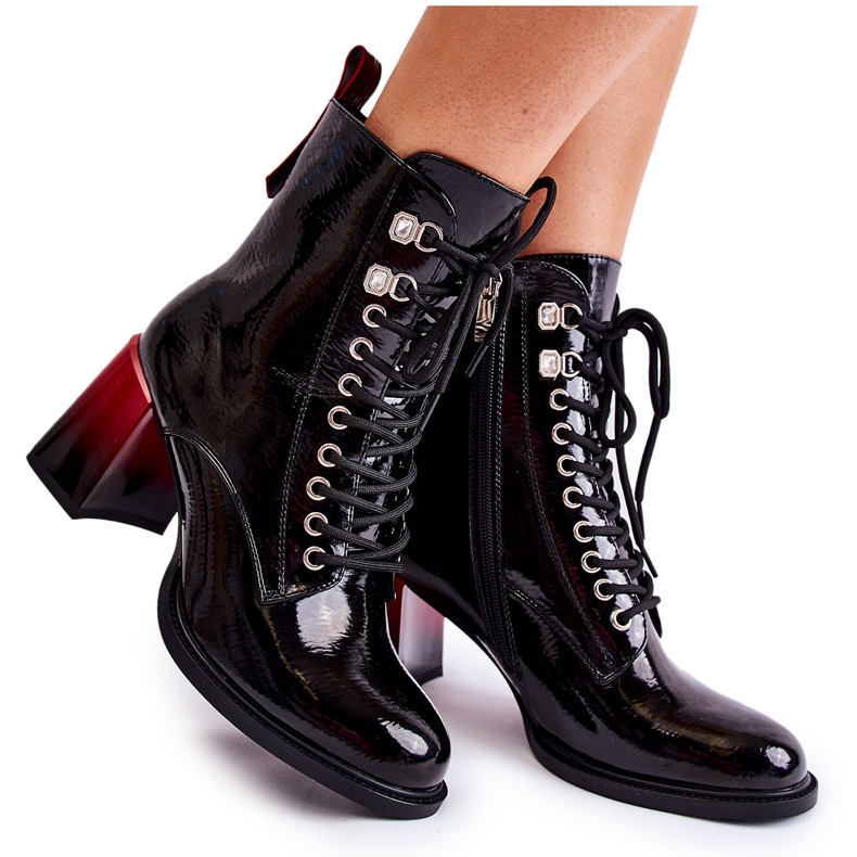 S.Barski Módní černé boty na vysokém podpatku Alisse černá