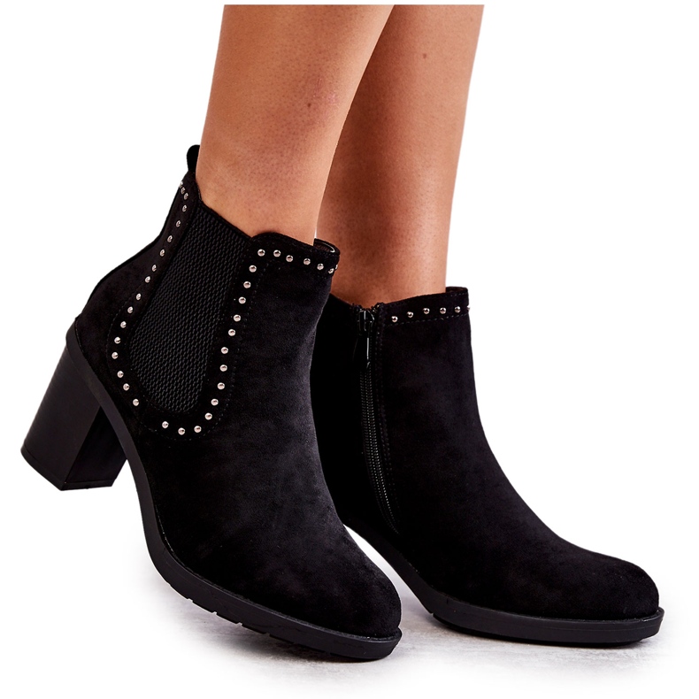 PG1 černé Cambia Semišové Boty S Cvoky Na Sloupek černá