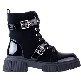 Černé dámské tašky Shelovet s ozdobnými přezkami černá