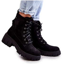 PG1 Dámské semišové zateplené kozačky se zipem černá Emilien