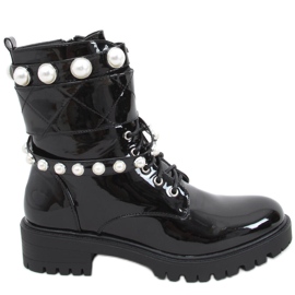 Lakované tašky s perlami Beni Black černá Lakované tašky s perlami Beni Black černá