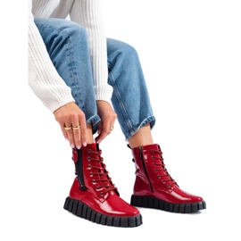 W. Potocki Červené vysoké tašky na platformě Potocki červený