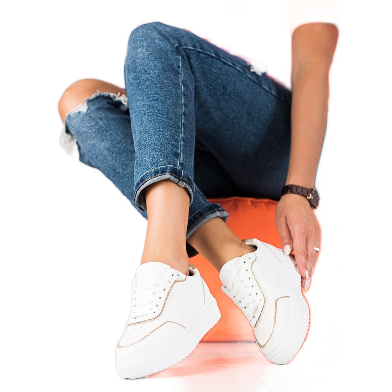 Bílé dámské tenisky Shelovet se zlatou podšívkou bílý zlatý