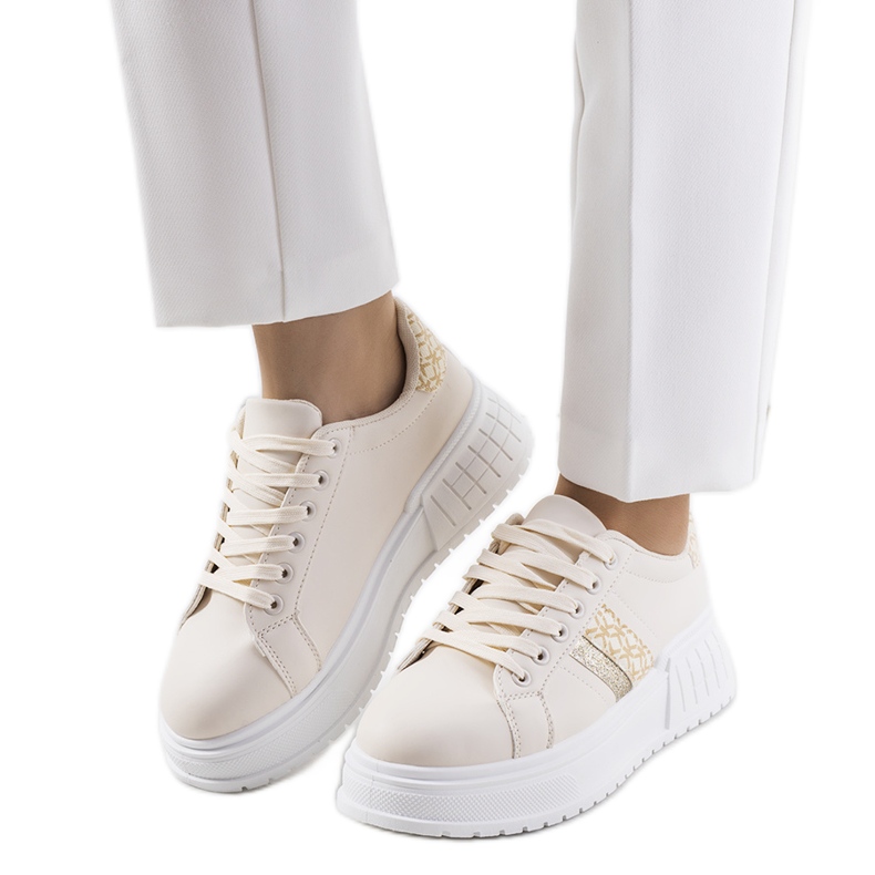 PA1 Béžové tenisky na platformě Kamil béžový zlatý